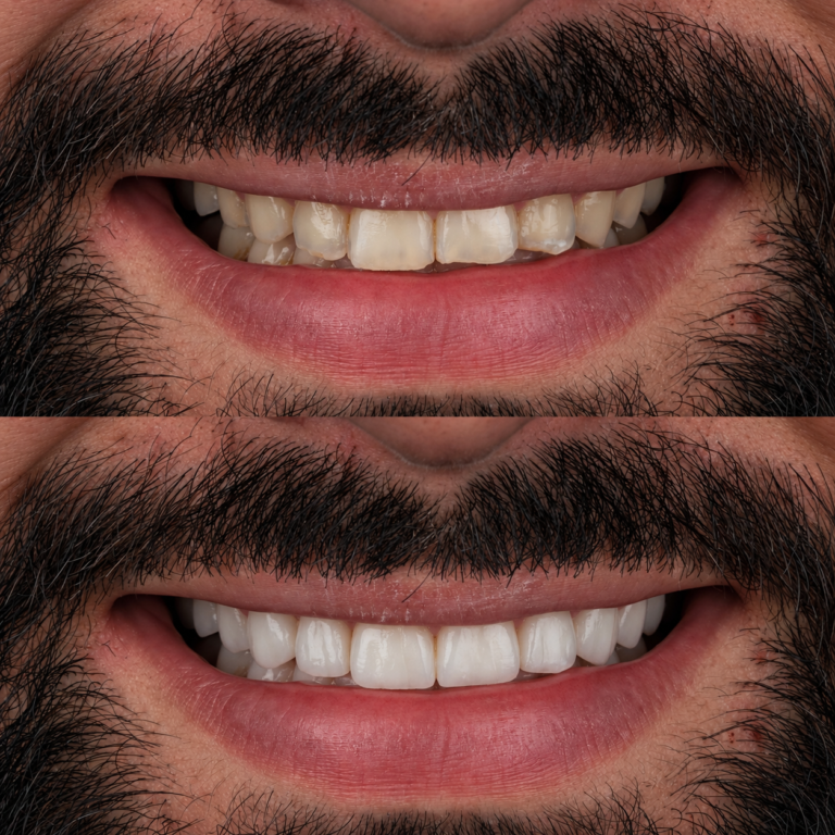 Caso clínico real 05 com comparação antes e depois do sorriso
